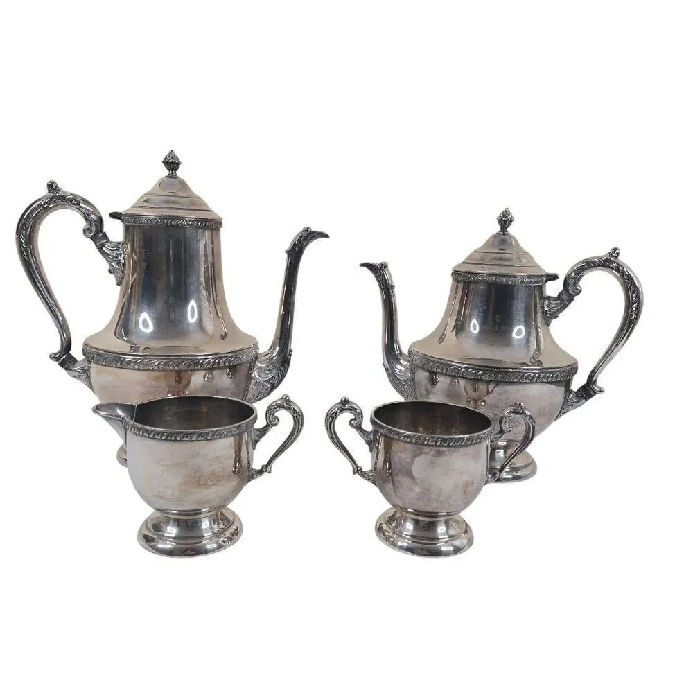 Vintage Benedict Prince Regent Silver Plated Coffee Tea Set Creamer Sugar Bowl
